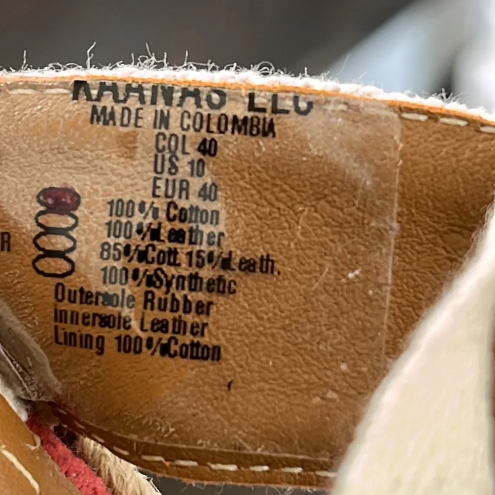 Kaanas by Anthropologie Espadrilles Red Stripe Lace Up Cotton Leather Lined - Picture 6 of 6